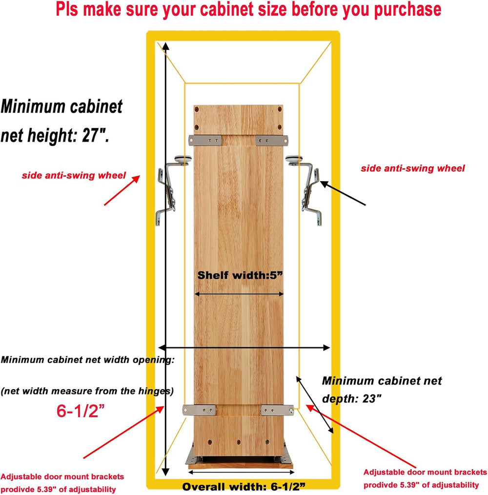 DINDON Pull Out Spice Rack Organizer for Cabinet, (5" W x 21.9" D x...