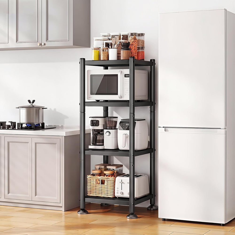 PXRACK Storage Shelves with Rolling Wheels, Adjustable 4 Tier Metal Shelving ...