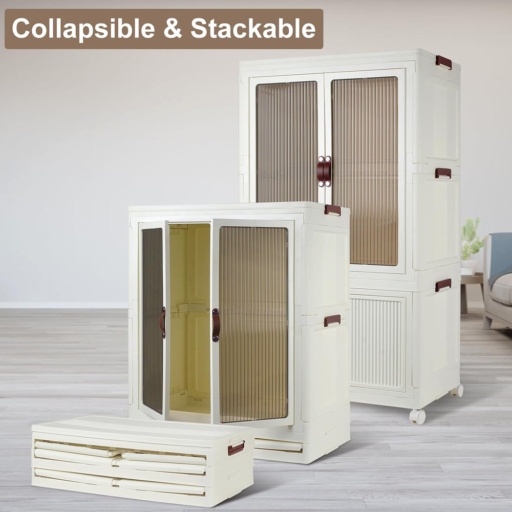 FozsKeylf Stackable Closet Storage Bins, Collapsible Clothes Organizers, Port...