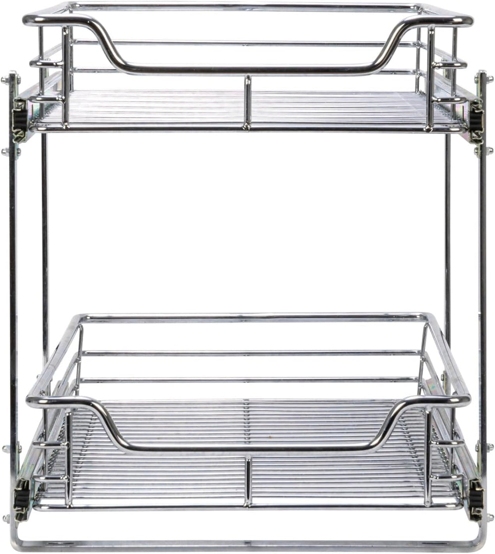 Household Essentials Chrome-Plated Steel Dual-Tier Slide-Out Organizer