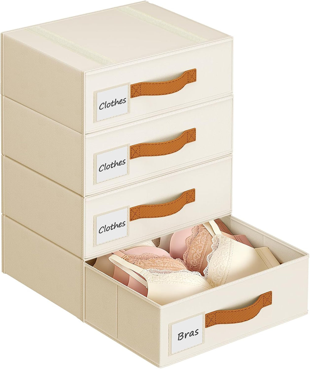 DIMJ Underwear Drawer Organizer, Stackable Bra Organizer for Closet, 4 Pack, ...