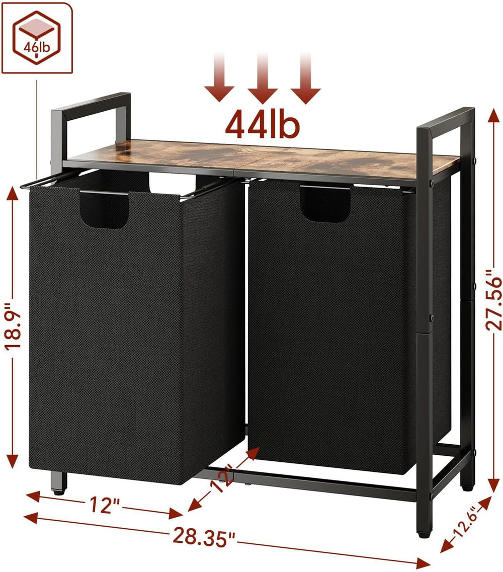 Kitstorack Laundry Basket Organizer, Laundry Hamper with Shelf & 2 Pull-O...