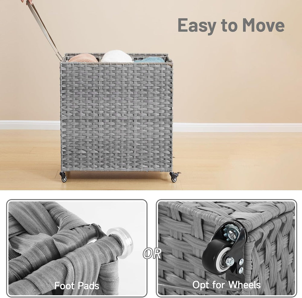 Laundry Hamper with Wheels, 39.6 Gallon(150L) Rolling Laundry Basket with Lid...