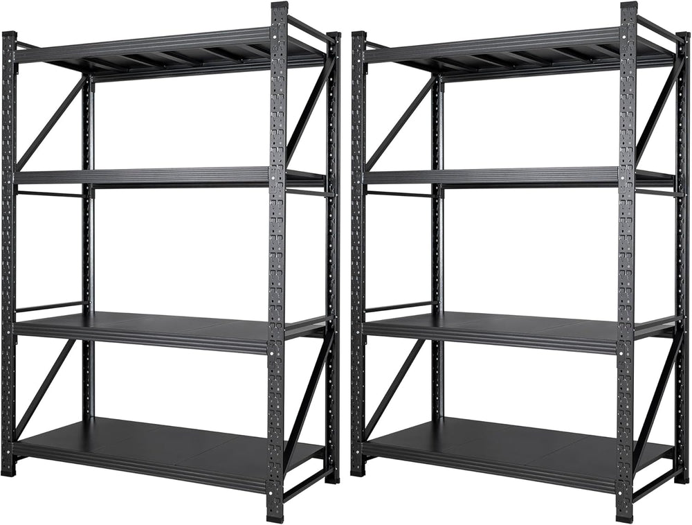 Set of 2 Metal Storage Shelves, 48” Wide Heavy Duty Garage Shelving Units