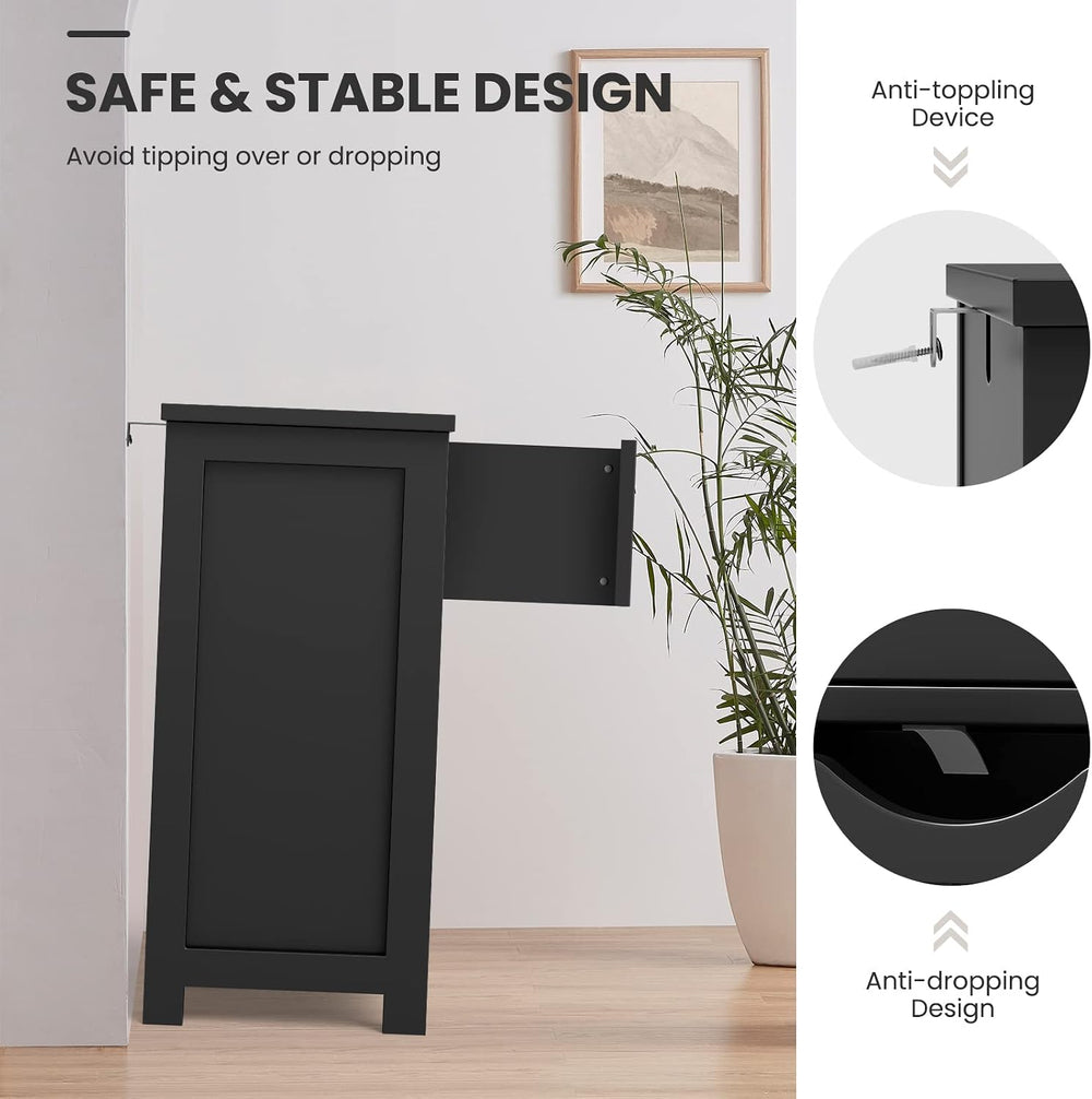 LOKO Bathroom Floor Cabinet, Modern Storage Cabinet (Black)