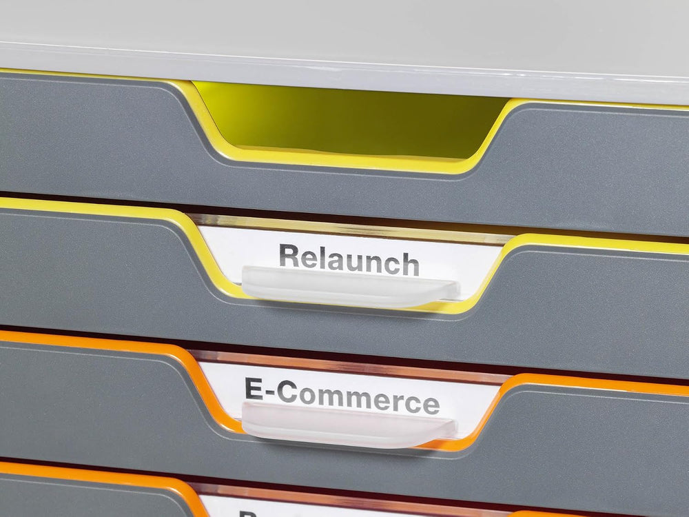 Durable Varicolor 10 Drawer Unit - Gray Desktop Drawer Set with 10 Color Code...