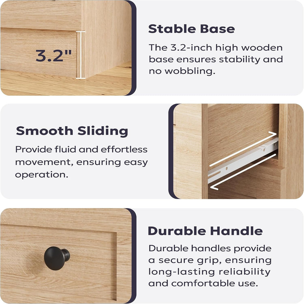 Furnify 5 Drawers Dresser, 45" Tall Modern Chest of Drawers, Farmhouse D...