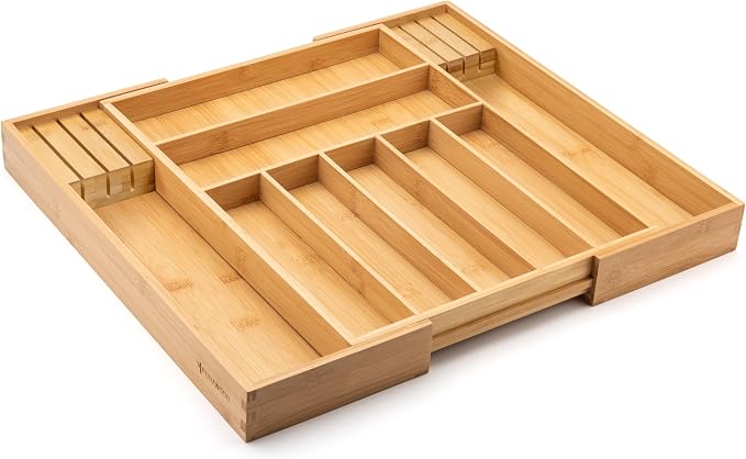 Bamboo Drawer Organizer with Knife Blocks