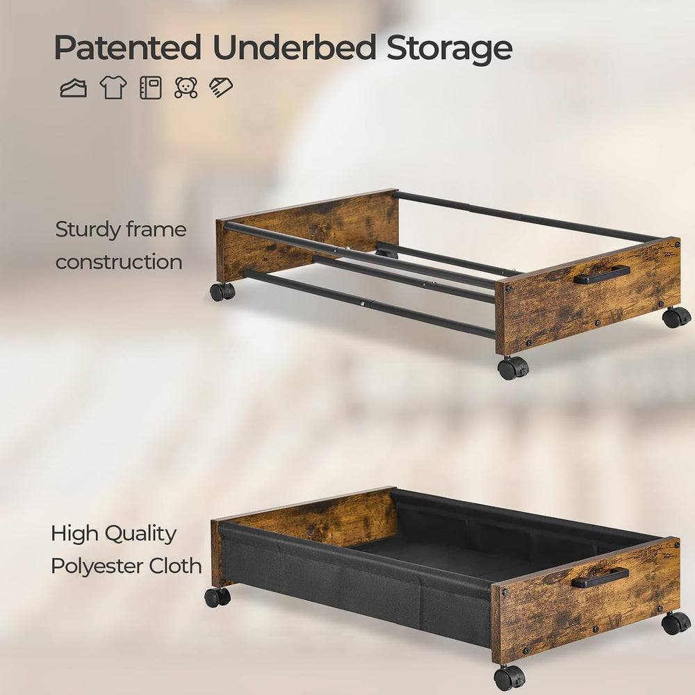 FOUCSSOMEI Under Bed Storage with Wheels, Wooden Under Bed Drawers On Wheels,...
