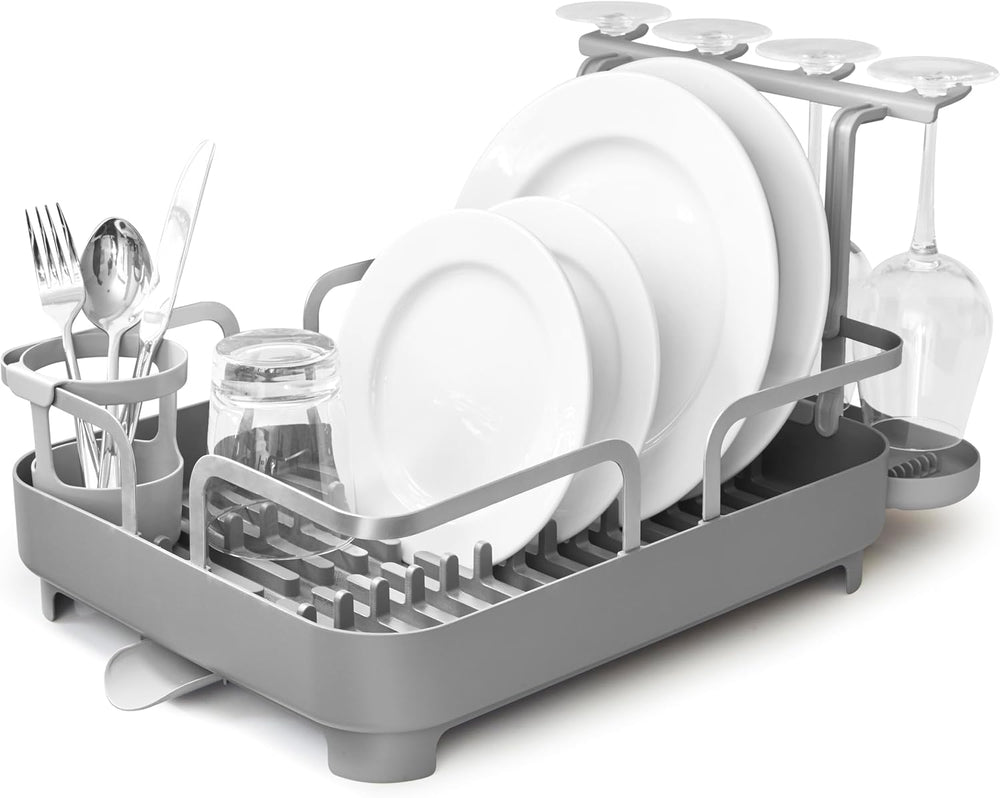 Umbra Holster Dish Rack– Molded Plastic Dish Drying Rack with Drainage Spout,...