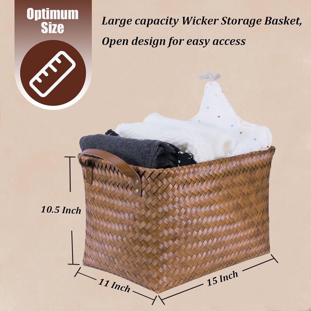 BROWNLILY Handwoven Clothes Basket Laundry Hampers Large Wicker Storage Baske...