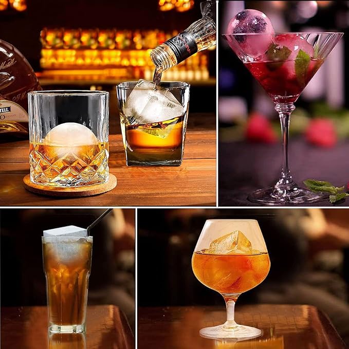 HONYAO Whiskey Cocktail Ice Mold, Easy Fill and Release Silicone Round Ice Ball - Image 9