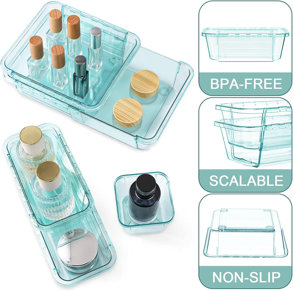 25 Pcs Clear Drawer Organizer, Adjustable Drawer Storage Box, 3-Size Desk Dra...