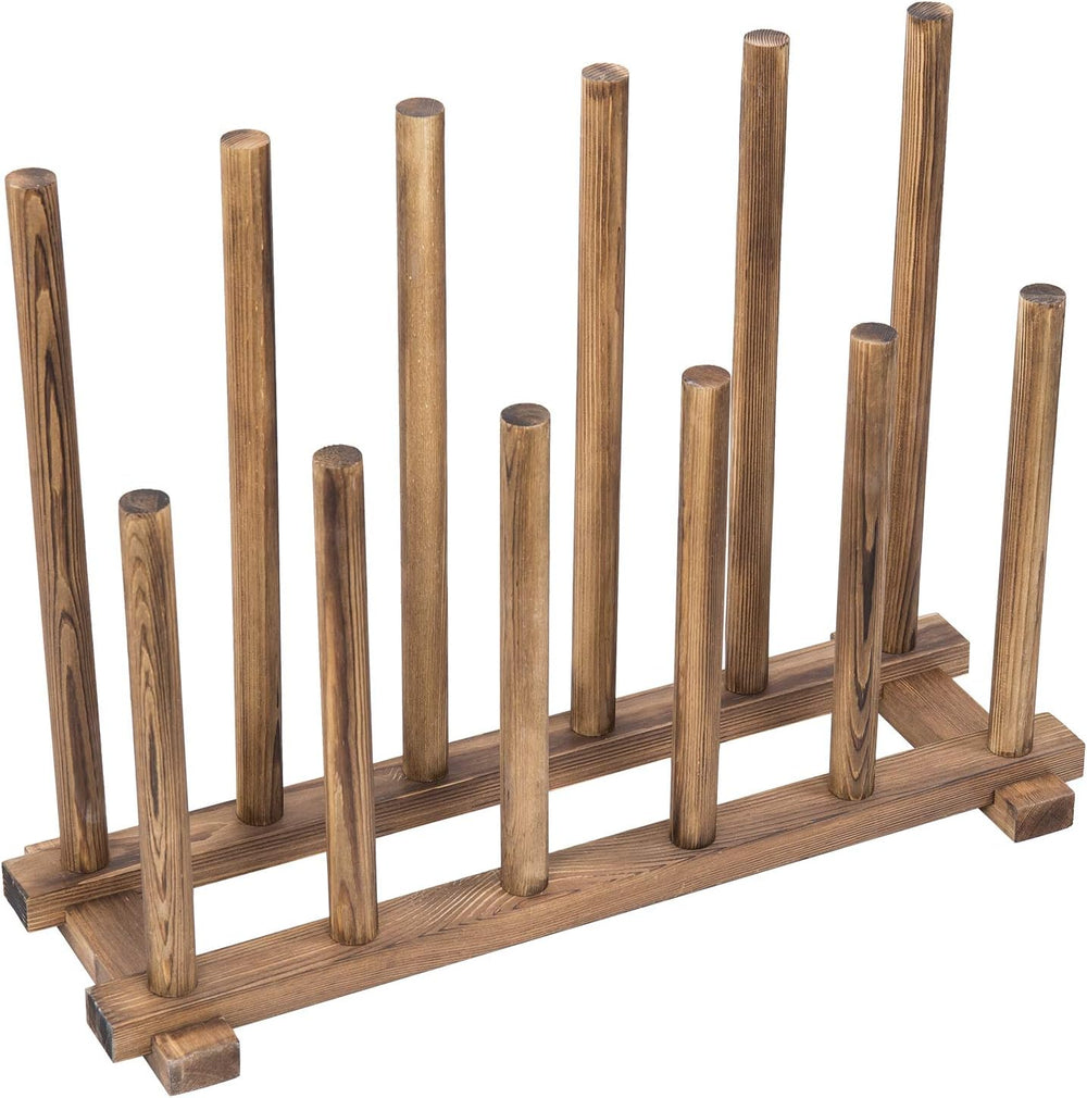 MyGift Rustic Wood Boot Rack Organizer, Floor Standing, Holds 6 Pairs