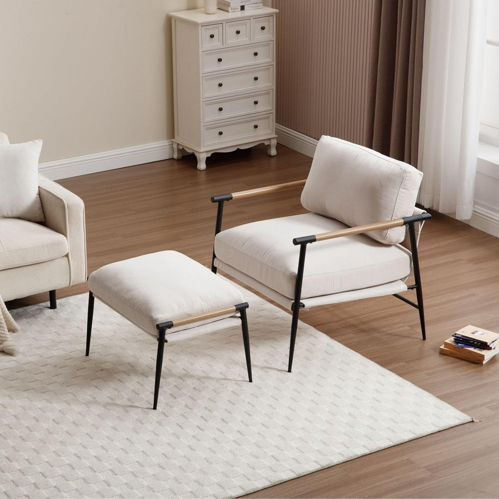 LukeAlon Upholstered Chenille Footstool, Modern Ottoman Footrest Small Shoe S...