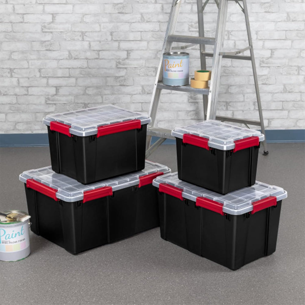 Sterilite 8 Pack Gasket Box, Stackable Plastic 8.5 Gallon Storage Container w...