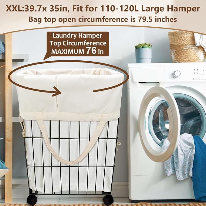 Canvas Laundry Bag 40in x 35in, Thick Cotton Laundry Bag - Image 7