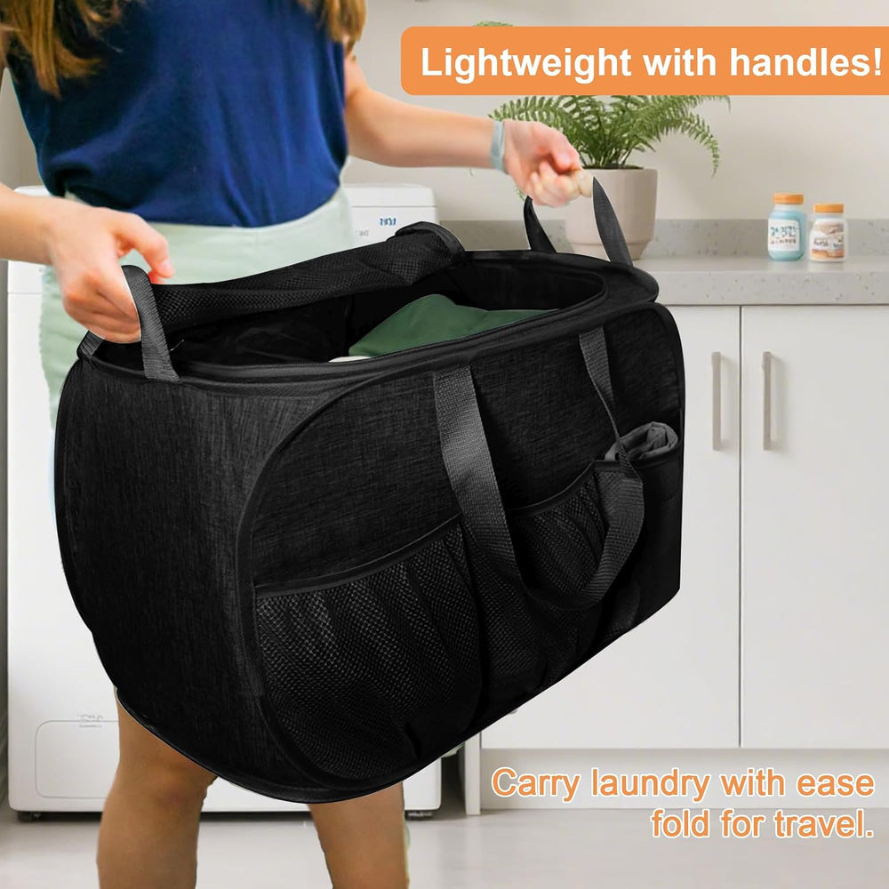4 Pack Collapsible Laundry Baskets with Lid, Foldable Laundry Basket with 6 P...