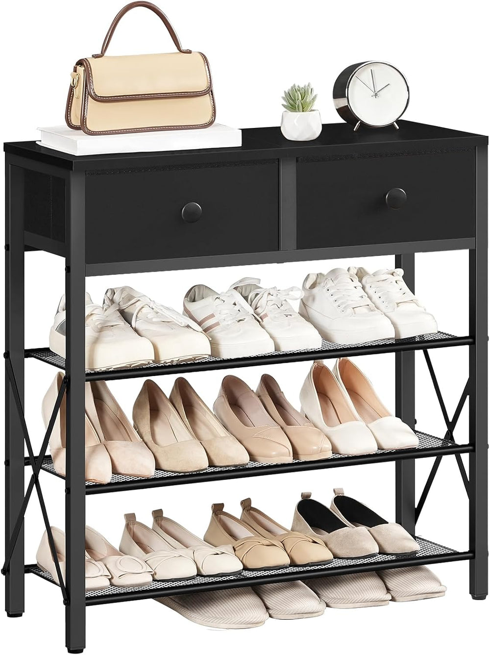YATINEY 4 Tier Shoe Rack, Large Capacity Shoe Storage Organizer, Metal Shoe S...