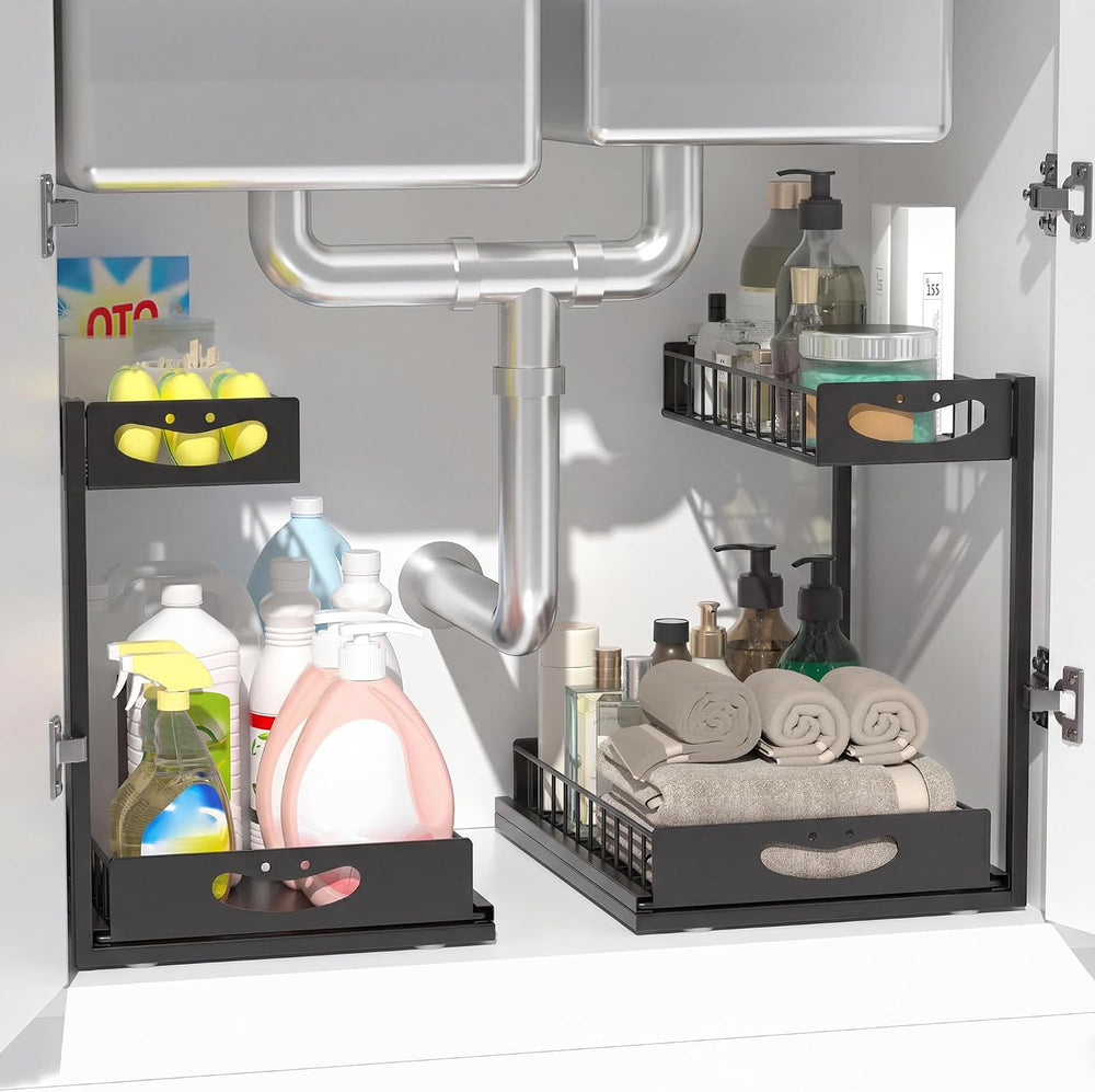 Under Sink Organizer with Pull-Out Drawers,Kitchen Sink Organizer,2 Tier Bath...