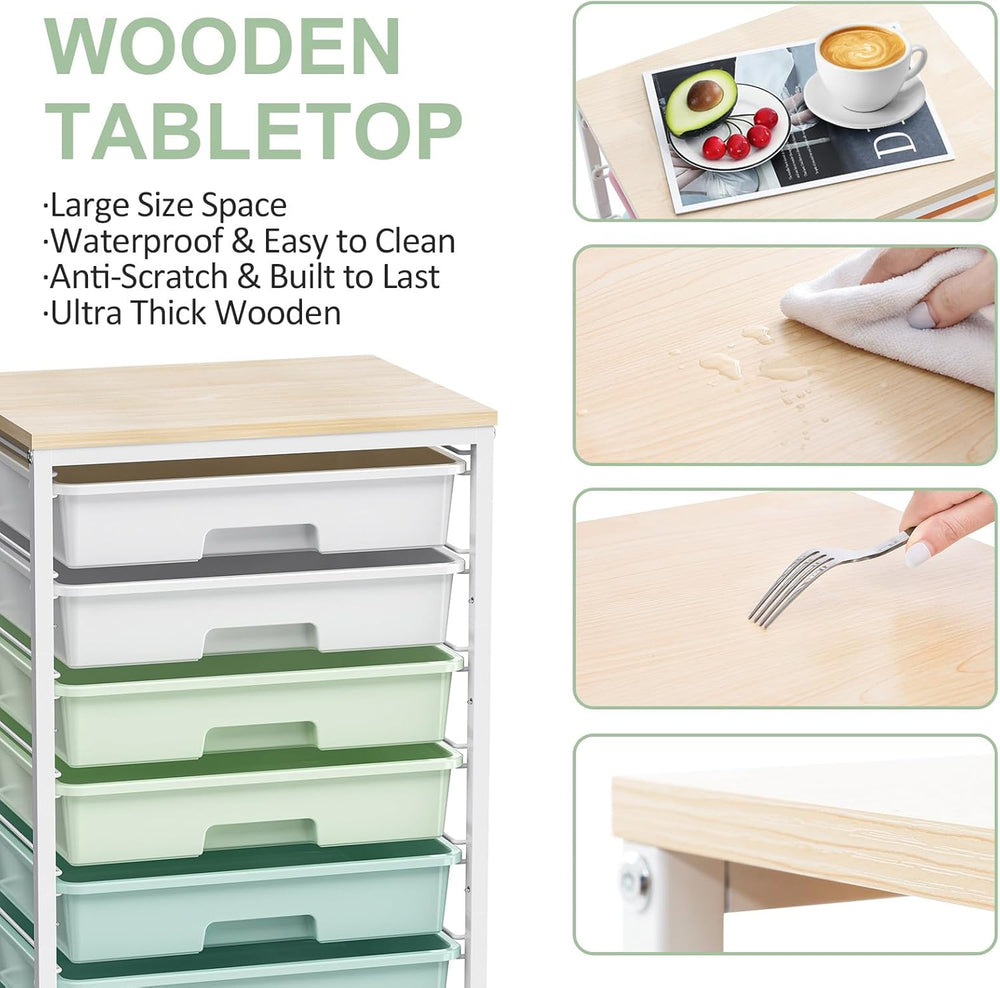 SYKIARIOL Rolling Cart with Drawers,Craft Organizers and Storage, Green