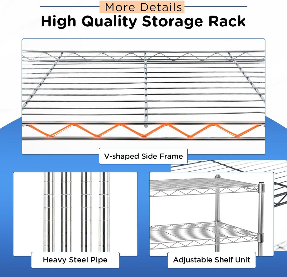 FDW | 6-Tier Wire Shelf | 23" x 13" x 59" | Chrome