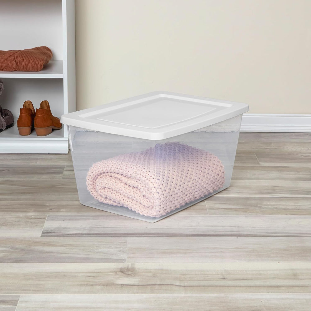 Sterilite Clear Storage Box Stackable Tote, 58 Quart, 18-Pack