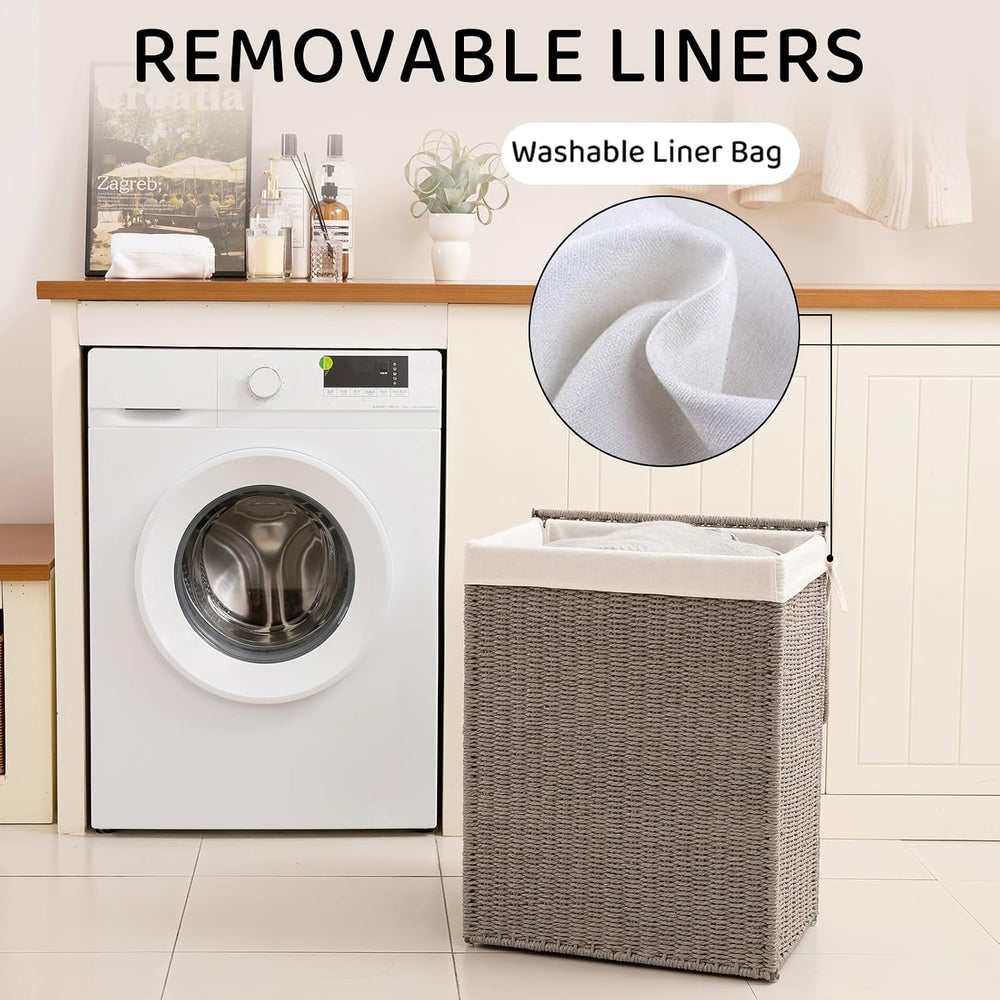 OIAHOMY Laundry Hamper with Lid, 90L(23.8 Gal) Large Wicker Laundry Basket fo...