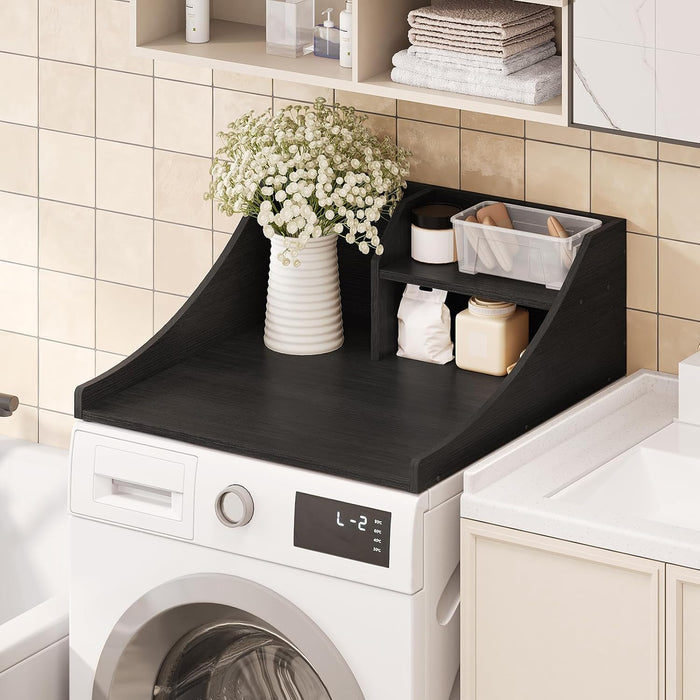 Laundry Countertop Single, 2-Tier Washer Dryer Countertop Laundry Topper with Edge and Non-Slip Pad for Washer Dryer Laundryroom Counter Storage Organization, Black 27‘’