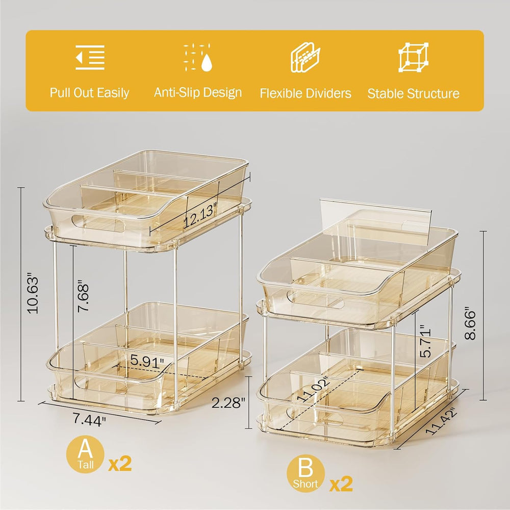 Delamu 2-Tier Under Sink Organizers and Storage, Multi-Purpose Stackable Bath...