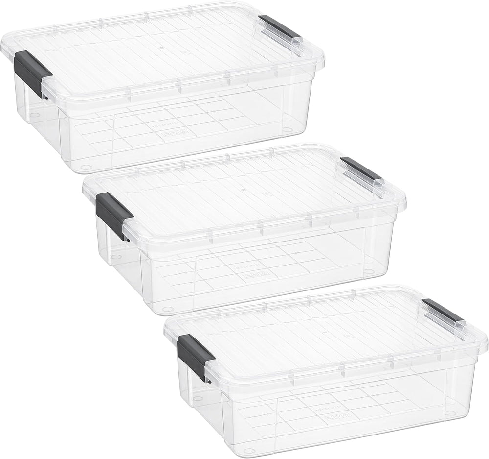 Superio Storage Bins with Lids- Clear Boxes for Organizing, Stackable Plastic...