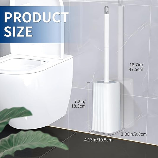Toilet Brush & Holder Set, Lightweight Plastic Handle, Space Saving - Image 2