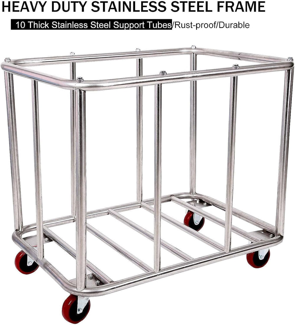 12 Bushels Laundry Cart for Commercial/Home,Heavy Duty Large Stainless Steel ...