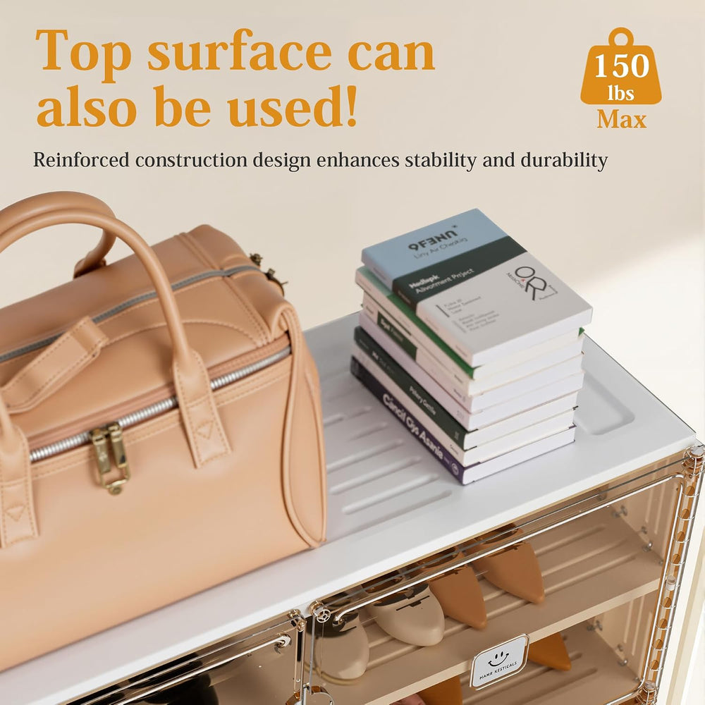 Foldable Shoe Rack Organizer for Entryway with Clear Magnetic Doors - Large C...