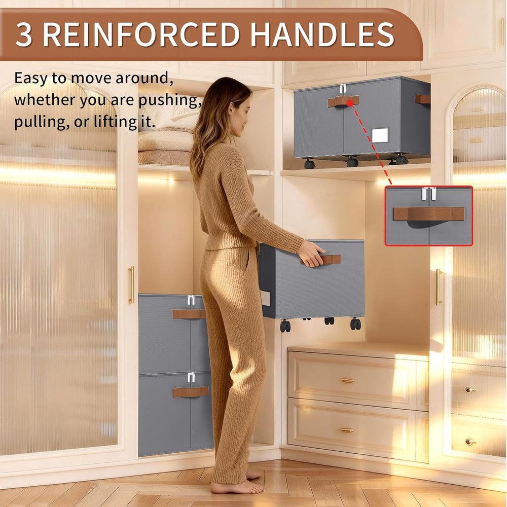 Foyego 2 Pack Shoe Organizer for Closet, Shoe Storage with Wheels, Gray
