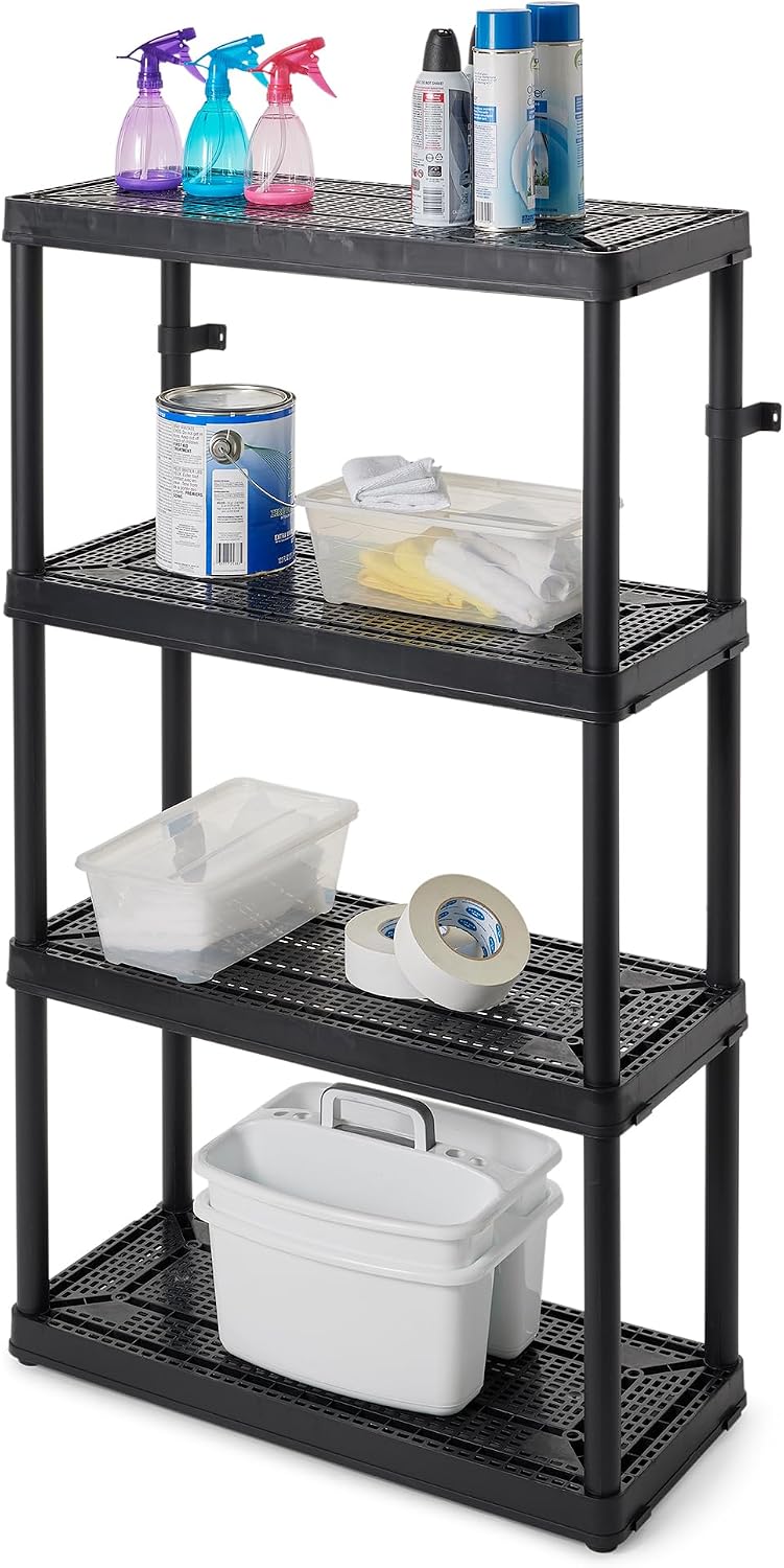 Gracious Living 4 Shelf Fixed Height Medium Duty Storage Unit 14 x 32 x 54.5 ...