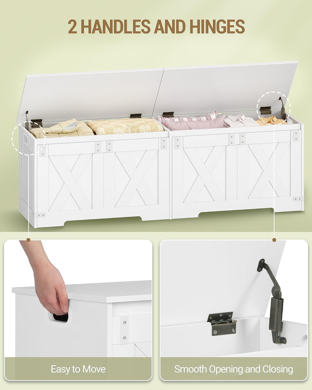 Hzuaneri 59" Modern Farmhouse Storage Chest and Bench | 70 Gal | 330lb Seat