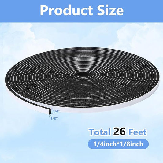 Weather Stripping Door Seal Strip- 1/4 Inch X 1/8 Inch X 26Feet, Strong Adhesive - Image 2