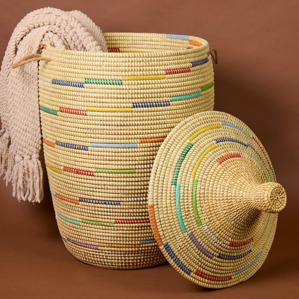 Large Decorative Storage Baskets for Laundry, Clothes, Blankets, Beige Africa...