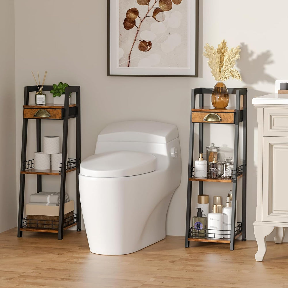 keomaisyto 3-Tier Narrow Bathroom Shelves with Drawer, Bathroom Organizers an...
