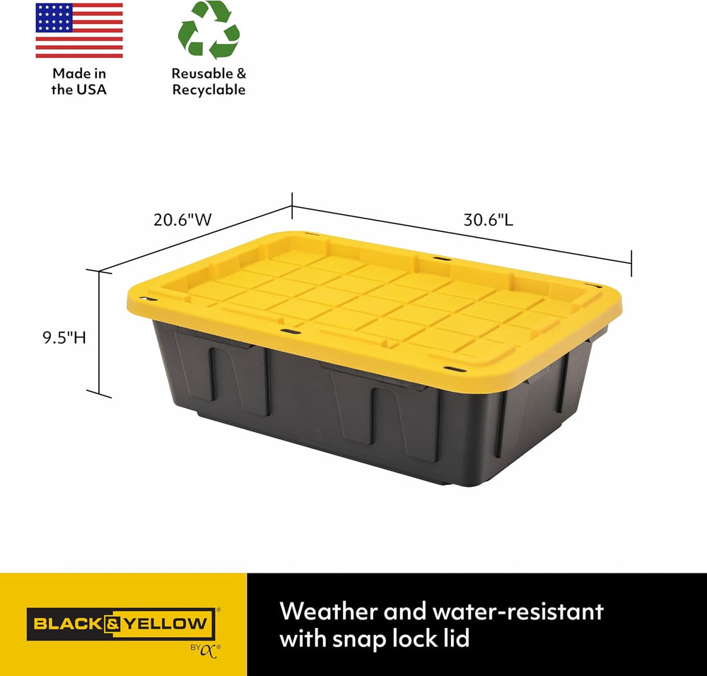 CX Heavy Duty 15-Gallon Stackable Plastic Storage Bins with Lids, 5 Pack