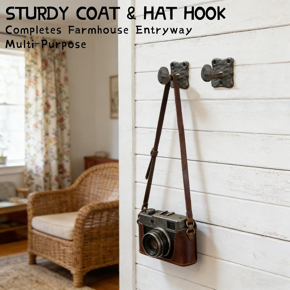 4Pcs Rustic Cast Iron Railroad Spike Wall Hook, Heavy Duty Farmhouse Style Si...
