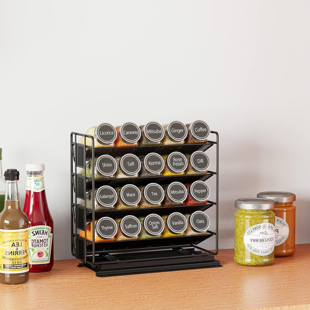 SpaceAid Pull Out Spice Rack Organizer with 20 Jars, Heavy Duty Slide Out Sea...