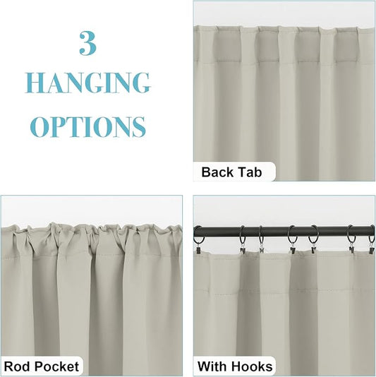 RYB HOME Small Window Curtains Blackout, Privacy Thermal Insulating Drapes - Image 2
