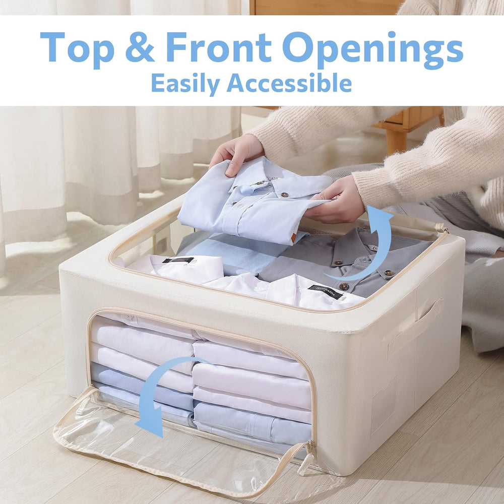 CYhom 3Pack Frame Storage Box - Clothes Storage Bin Bags Oxford Fabric Foldab...
