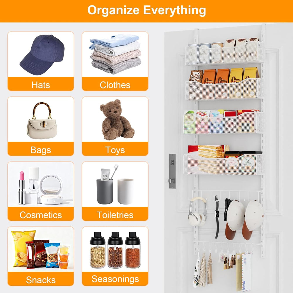 Over the Door Organizer, 2 in 1 Metal Hanging Closet Organizer & Hat Rack...