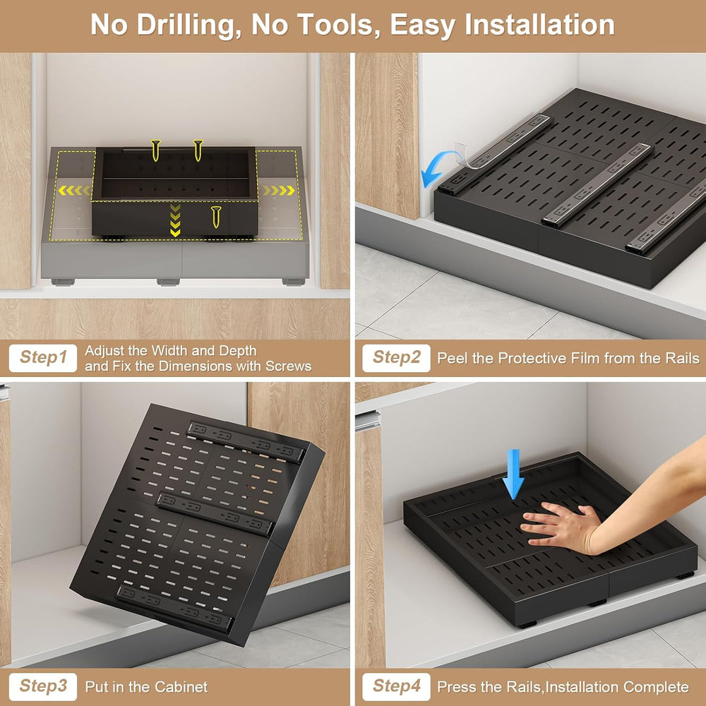 Fokyfok Pull out Cabinet Organizer,11"-16"W,17"-24"D,Expa...