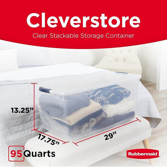 Rubbermaid Cleverstore 95 Qt Clear Storage Bins - Image 2