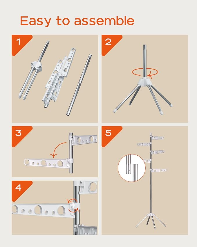 Clothes Drying Rack Foldable, 70.9 inch Tripod Drying Rack - Image 8