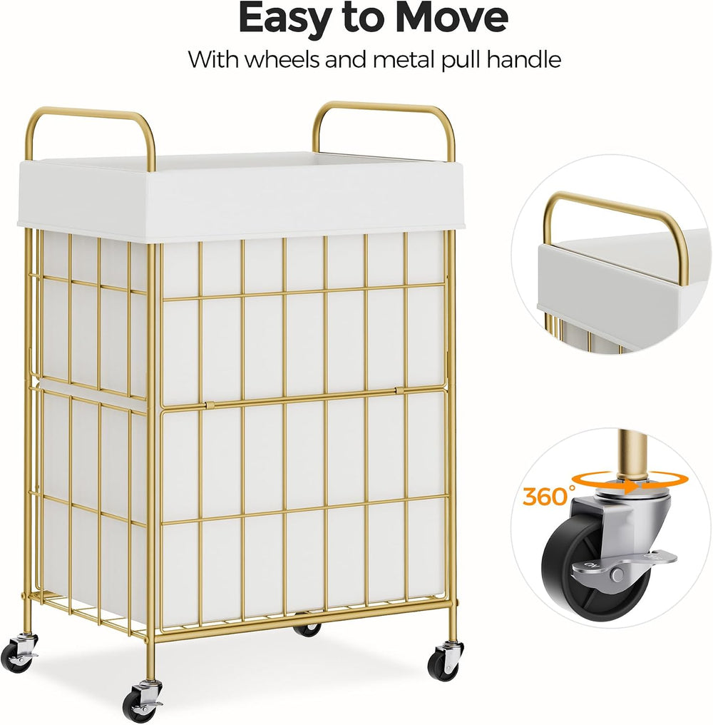 90L Laundry Hamper with Wheels, Laundry Basket with Handle and Liner Bag